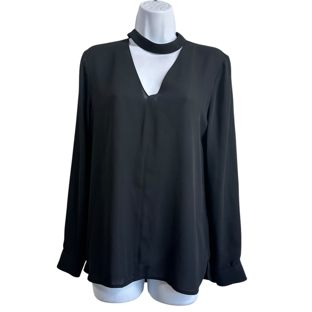 1.STATE Black Keyhole Blouse Minimalist Quiet Luxury‎ Office Top Small